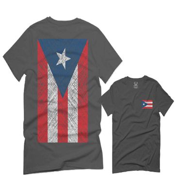 0062. Puerto Rico Flag Boricua Rican Nuyorican for Men T Shirt (Charcoal, 2X-Large)