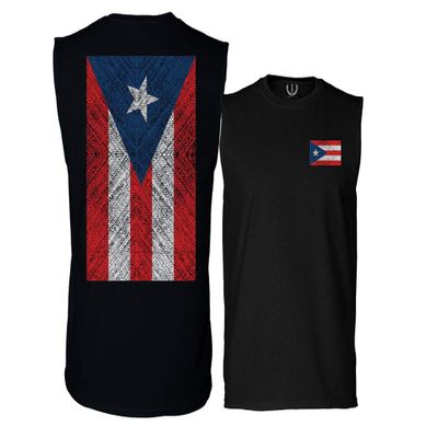0062. Puerto Rico Flag Boricua Rican Nuyorican Men's Muscle Tank Sleeveles t Shirt (Black X Large)