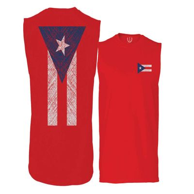 0062. Puerto Rico Flag Boricua Rican Nuyorican Men's Muscle Tank Sleeveles t Shirt (Red X Large)