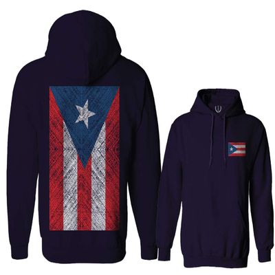0062. Puerto Rico Flag Boricua Rican Nuyorican Sweatshirt Pullover Hoodie (Navy, X-Large)