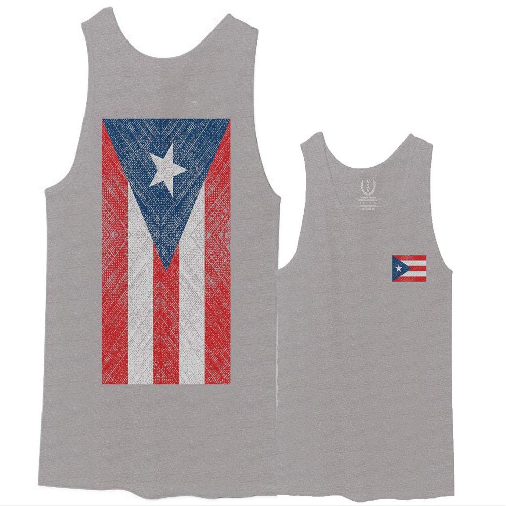 0062. Puerto Rico Flag Boricua Rican Nuyorican Men's Tank Top (Light Gray Medium)