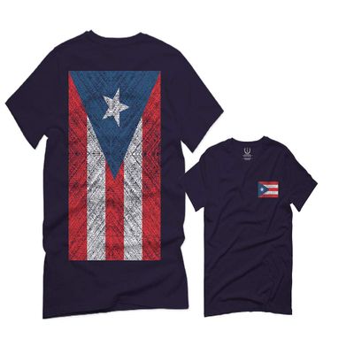 0062. Puerto Rico Flag Boricua Rican Nuyorican for Men T Shirt (Navy Blue, 2X-Large)