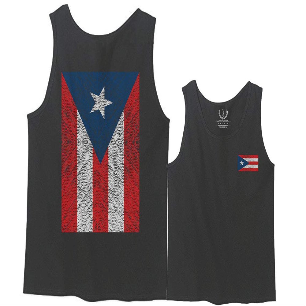 0062. Puerto Rico Flag Boricua Rican Nuyorican Men's Tank Top (Charcoal, Large)