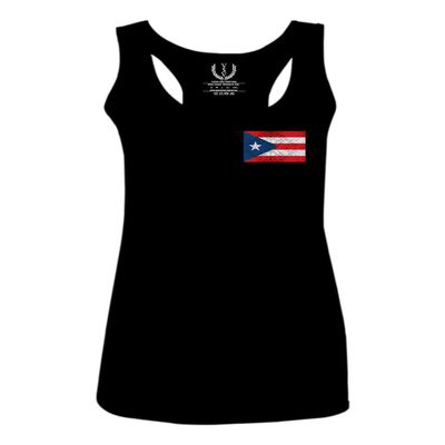 0062. Puerto Rico Flag Boricua Rican Nuyorican Women's Tank Top Racerback (Black, Small)