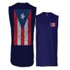 0062. Puerto Rico Flag Boricua Rican Nuyorican Men's Muscle Tank Sleeveles t Shirt (Navy X Large) view 1