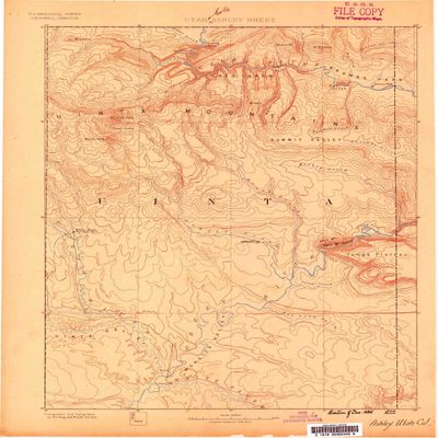 YellowMaps Ashley UT topo map, 1:250000 Scale, 1 X 1 Degree, Historical, 1885, 20.1 x 15.8 in - Tyvek