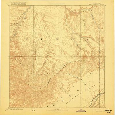 YellowMaps East Tavaputs CO topo map, 1:250000 Scale, 1 X 1 Degree, Historical, 1885, Updated 1917, 19.7 x 16.5 in - Tyvek