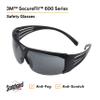 3M SecureFit Tactical Series SF602SGAF-TAC, Grey Scotchgard Anti-Fog lens, Black Frame view 4