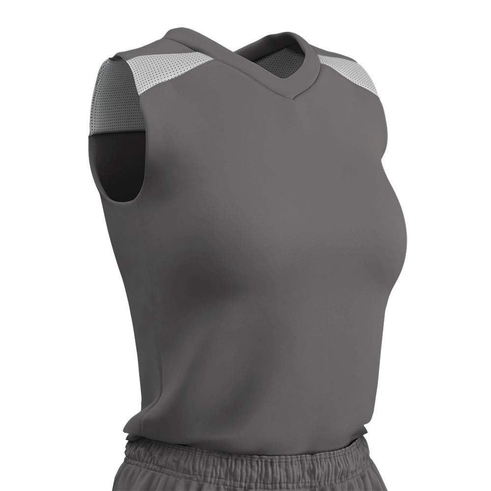 Champro Women's Standard Free Toss Basketball Jersey, Charcoal, White, Small