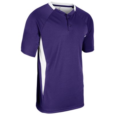 Champro Clean Up 2 Button Baseball/Softball Jersey, Youth X-Large, Purple, White