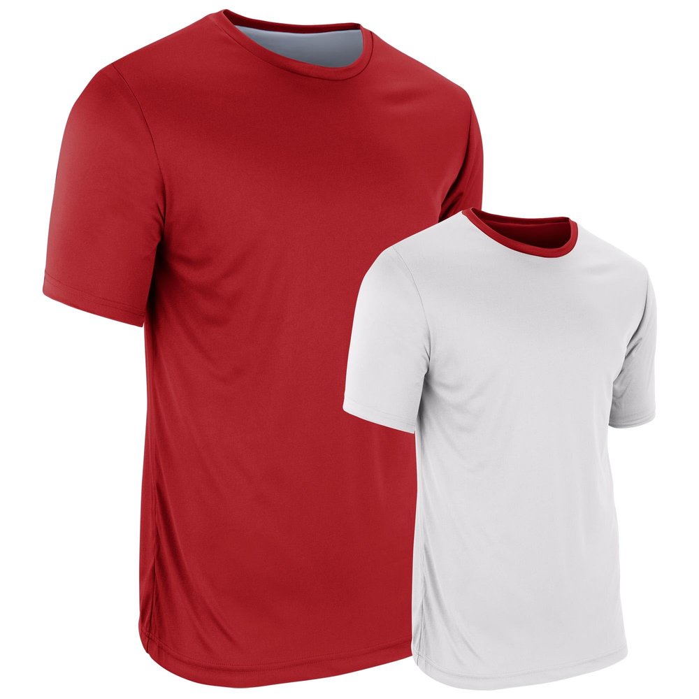 Champro Double Stock Z-Cloth Dri Gear Reversible Tee, Adult Medium, Scarlet,White