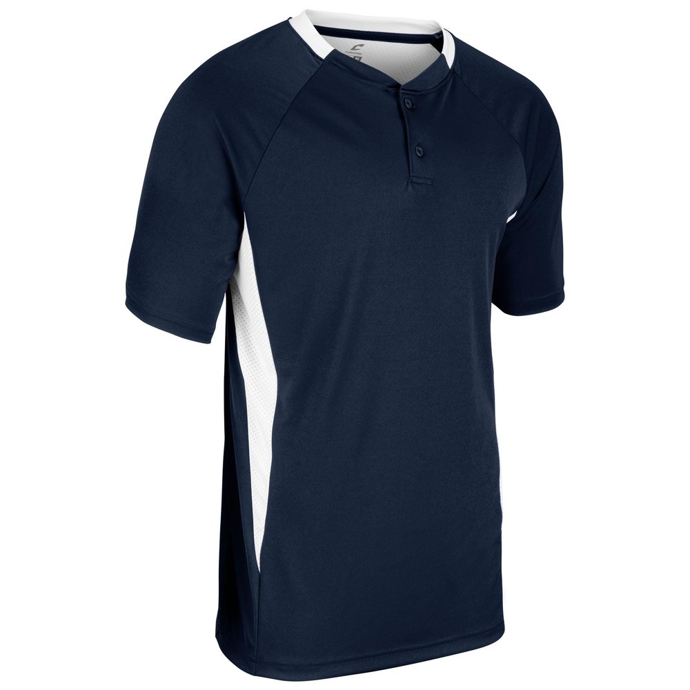 Champro Clean Up 2 Button Baseball/Softball Jersey, Youth Small, Navy, White
