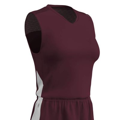 Champro Block Polyester Basketball Jersey, Women's Large, Maroon, White