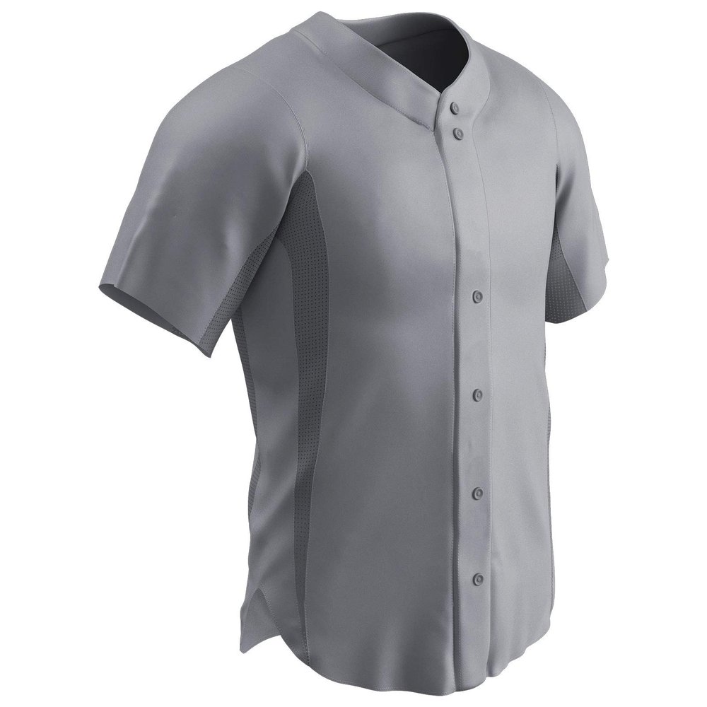 Champro Reliever Full Button Baseball Jersey, Youth Large, Grey