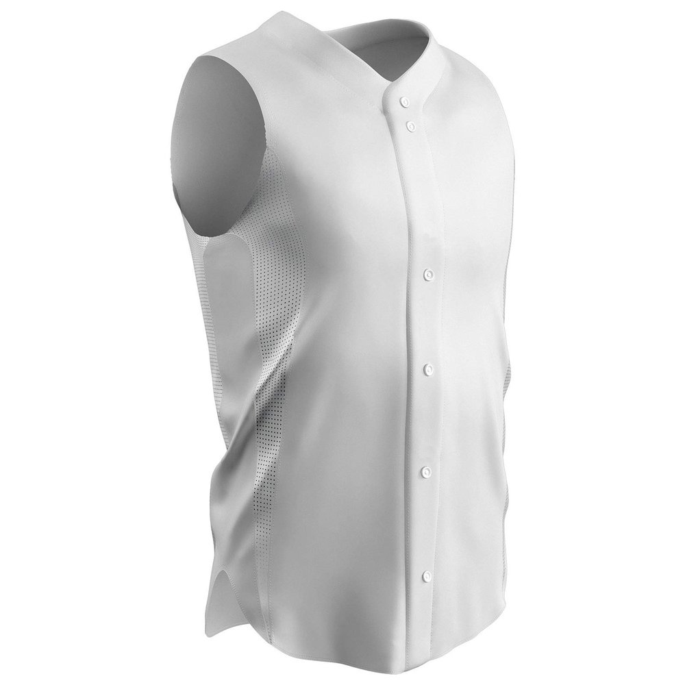 Champro Reliever Full Button Sleeveless Baseball Jersey, Adult Small, White
