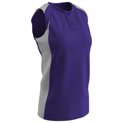 Champro Check Baseball Jersey, Women's X-Large, Purple, White