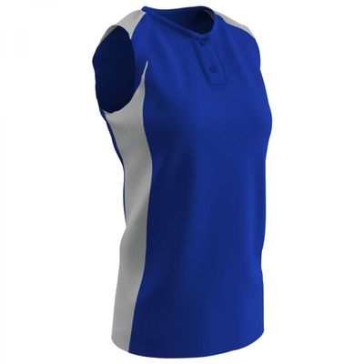 Champro Check Baseball Jersey, Women's 2X-Large, Royal, White