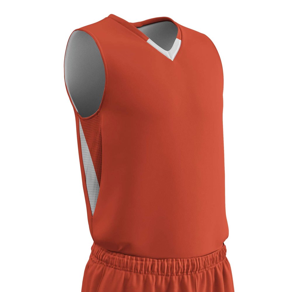 Champro Pivot Polyester Reversible Basketball Jersey, Youth Medium, Orange, White