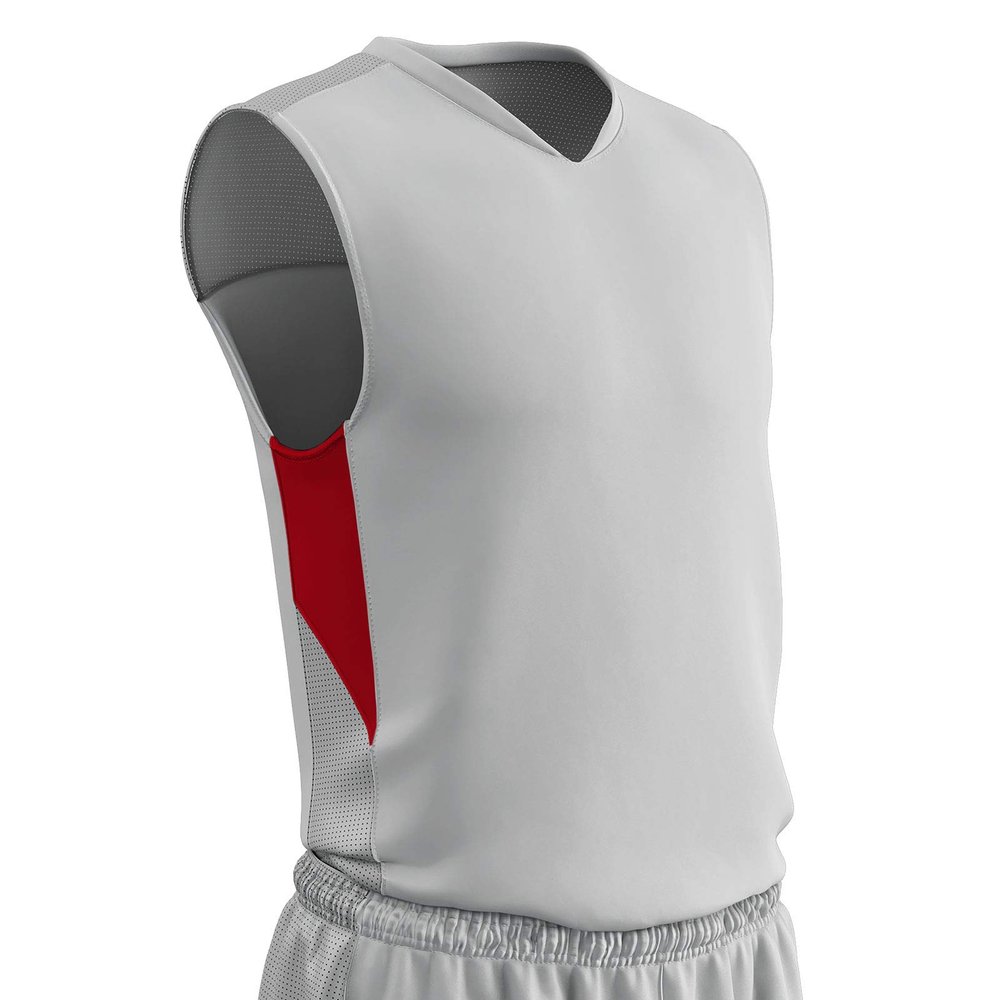 Champro Charge Polyester Basketball Jersey, Adult Small, White, Scarlet