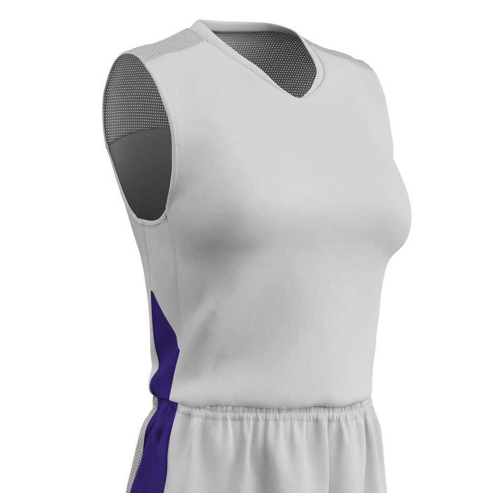 Champro Block Polyester Basketball Jersey, Women's 2X-Large, White, Purple