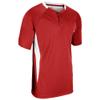 Champro Clean Up 2 Button Baseball/Softball Jersey, Youth Medium, Scarlet, White view 1
