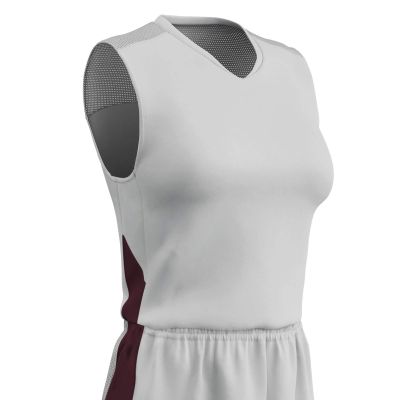Champro Block Polyester Basketball Jersey, Women's 2X-Large, White, Maroon
