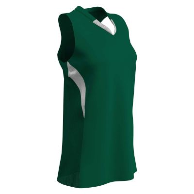 Champro Decoy Softball V-Neck Racer Back, Women's Large, Forest Green,White