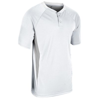 Champro Clean Up 2 Button Baseball/Softball Jersey, Youth X-Large, White, Grey