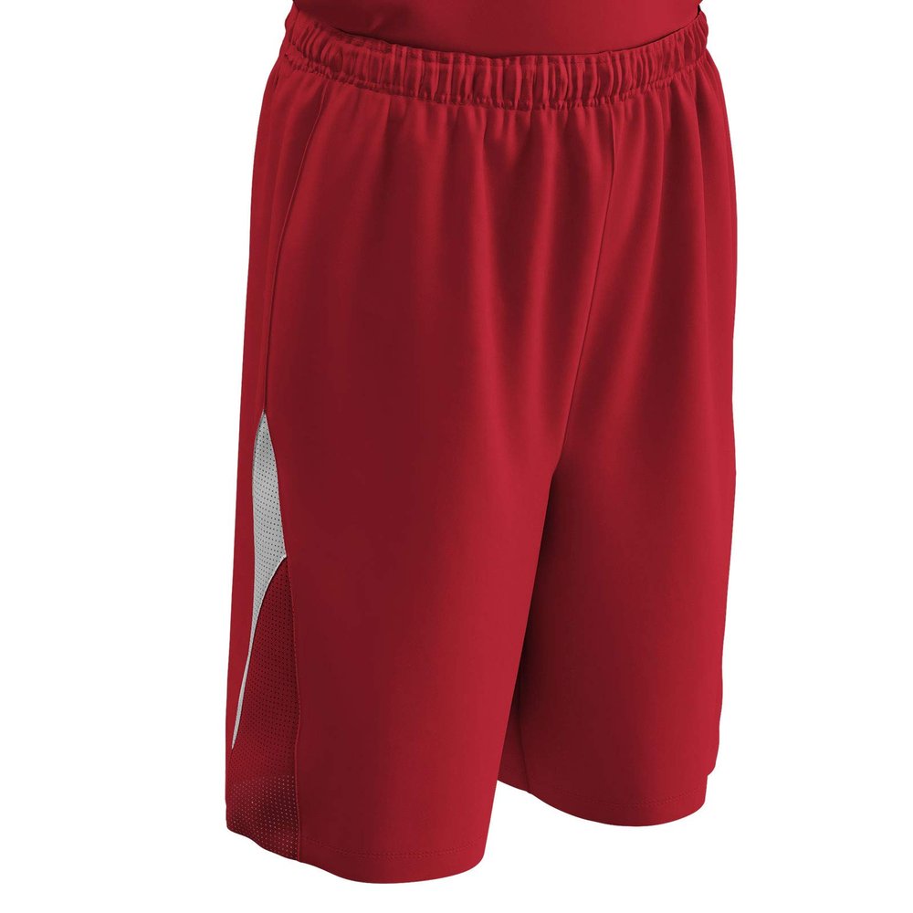 Pivot Reversible Polyester Basketball Short, Adult Medium, Scarlet, White