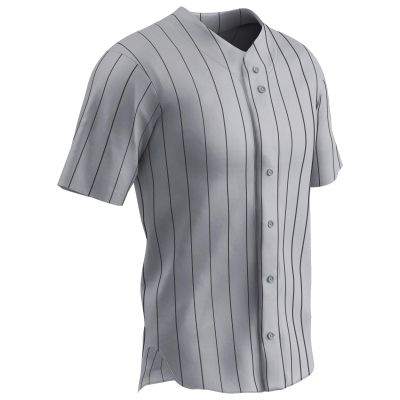 Champro Ace Polyester Button Front Baseball Jersey, Adult 4X-Large, Grey, Black Pin