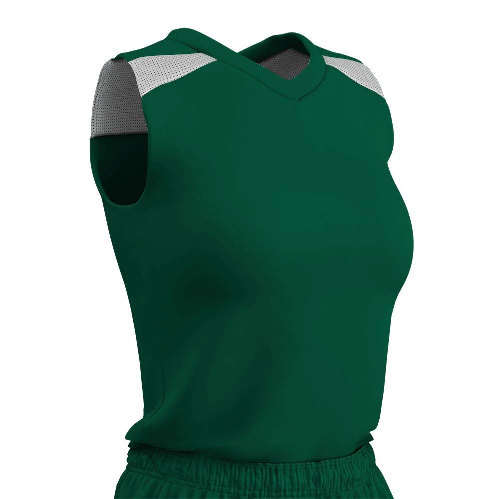 Champro Women's Standard Free Toss Basketball Jersey, Forest Green, White, X-Small