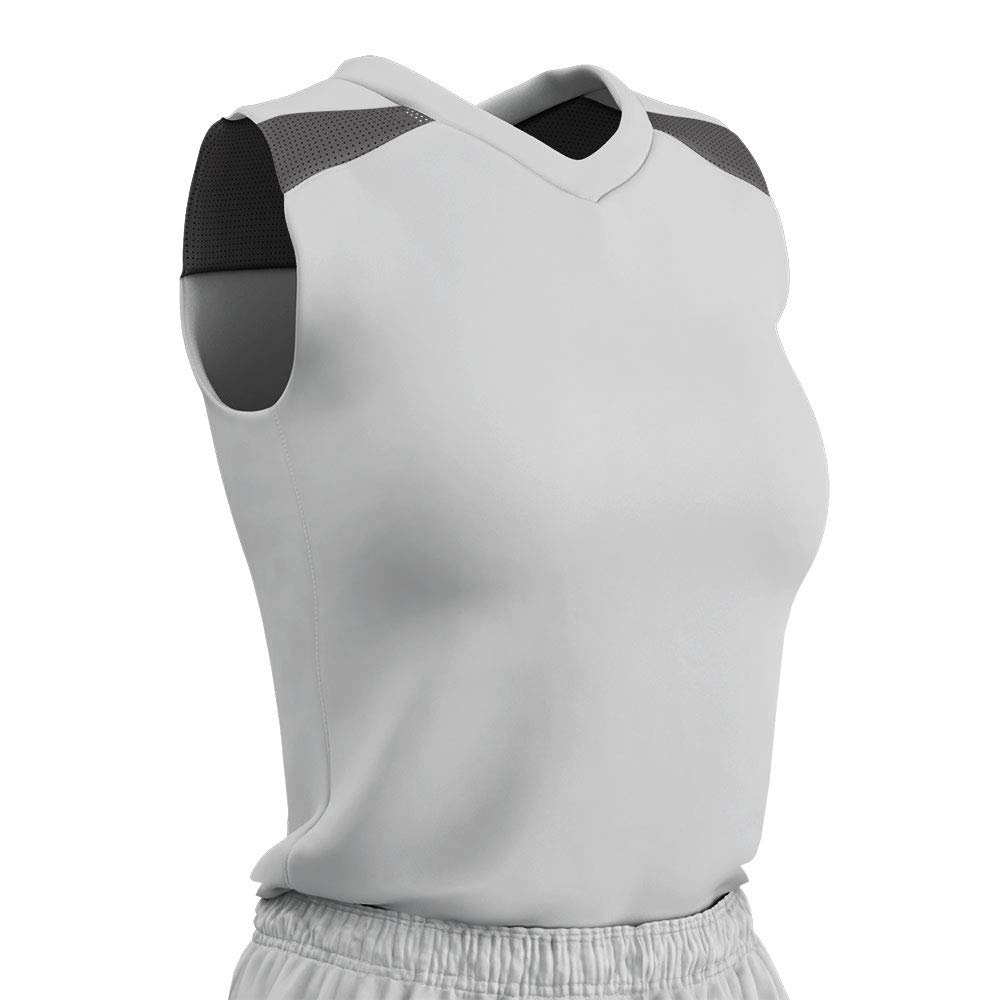 Champro Women's Standard Free Toss Basketball Jersey, White, Charcoal, Medium