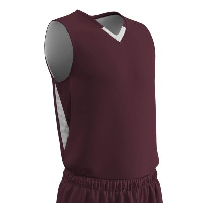 Champro Pivot Polyester Reversible Basketball Jersey, Youth Small, Maroon, White