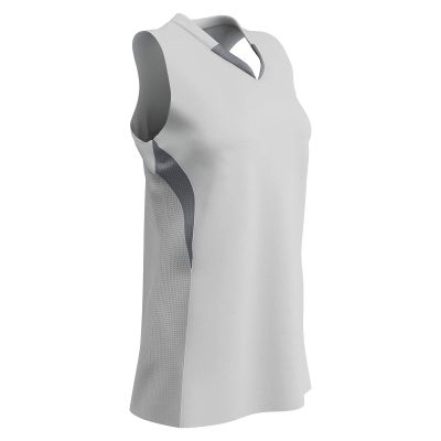 Champro Decoy Softball V-Neck Racer Back, Girls' Small, White,Grey