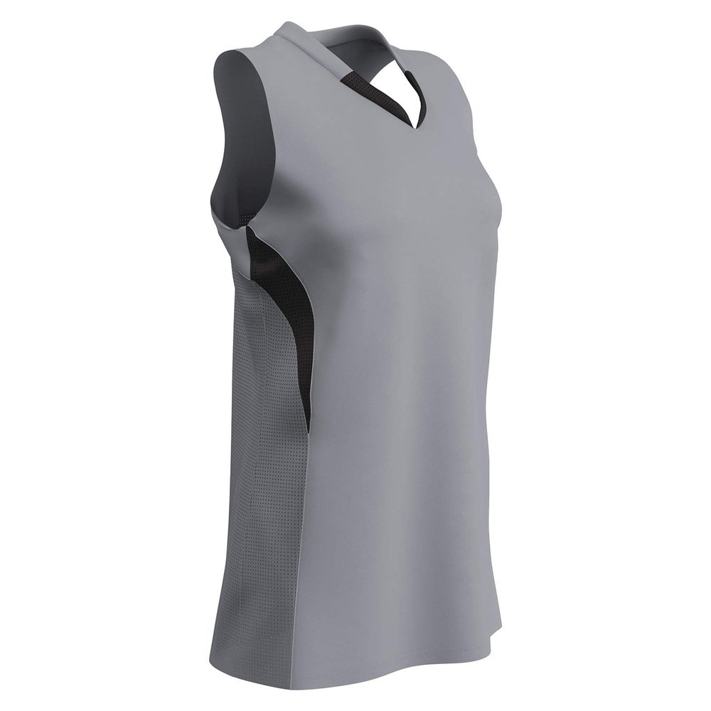 Champro Decoy Softball V-Neck Racer Back, Girls' Medium, Grey,Black