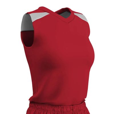 Champro Women's Standard Free Toss Basketball Jersey, Scarlet, White, 2X-Large