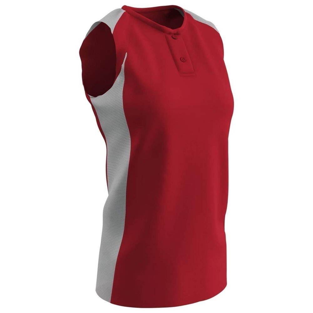 Champro Check Baseball Jersey, Women's 2X-Large, Scarlet, White