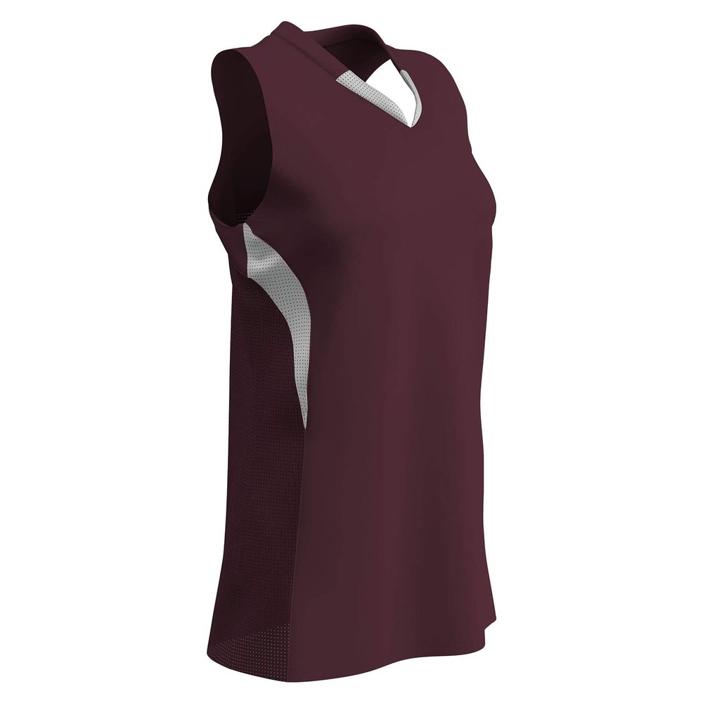 Champro Decoy Softball V-Neck Racer Back, Women's X-Large, Maroon,White