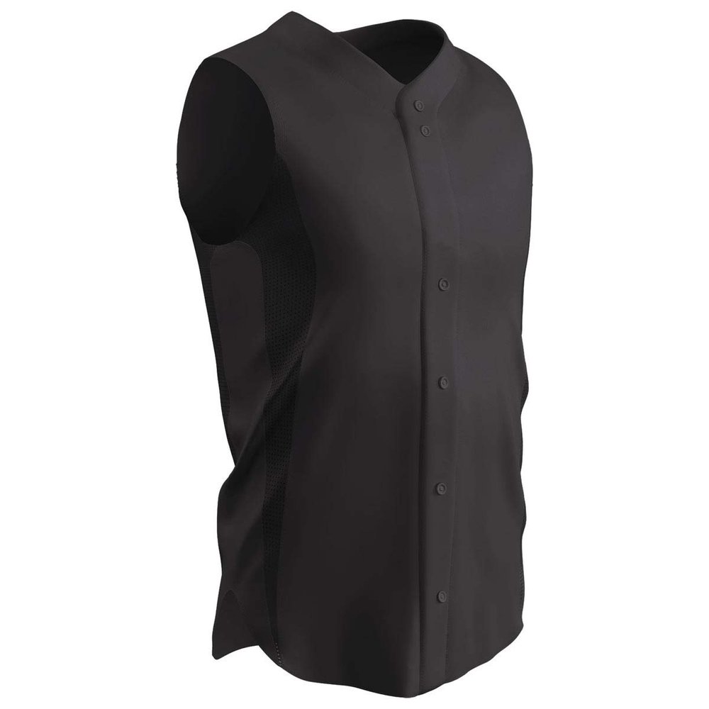 Champro Reliever Full Button Sleeveless Baseball Jersey, Adult 3X-Large, Black