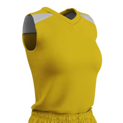 Champro Women's Standard Free Toss Basketball Jersey, Gold, White, X-Large