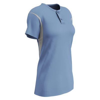 Champro Legacy Polyester 2-Button Jersey, Women's Medium, Light Blue,White