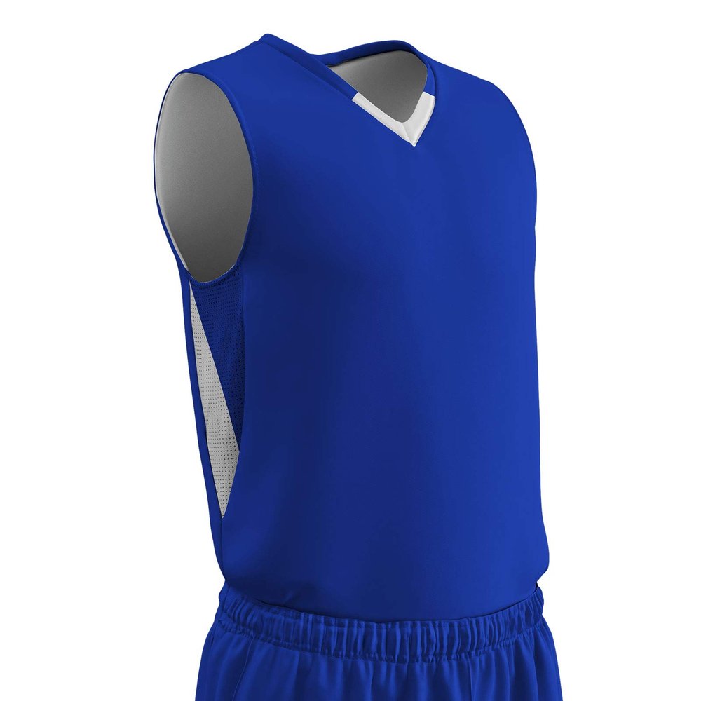 CHAMPRO Pivot Polyester Reversible Basketball Jersey, Youth Medium, Royal, White