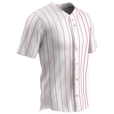 Champro Ace Polyester Button Front Baseball Jersey, Adult 4X-Large, White, Scarlet Pin