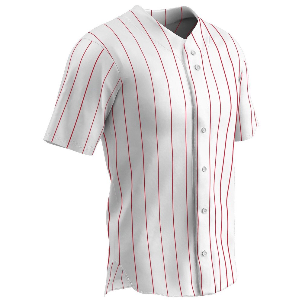 Champro Ace Polyester Button Front Baseball Jersey, Adult 4X-Large, White, Scarlet Pin