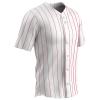 Champro Ace Polyester Button Front Baseball Jersey, Adult 4X-Large, White, Scarlet Pin view 1