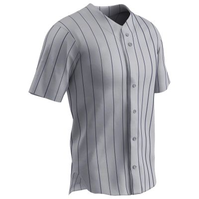 Champro Ace Polyester Button Front Baseball Jersey, Adult 2X-Large, Grey, Navy Pin