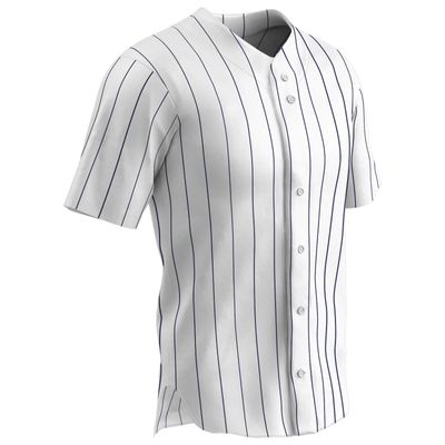 Champro Ace Polyester Button Front Baseball Jersey, Adult Large, White, Navy Pin
