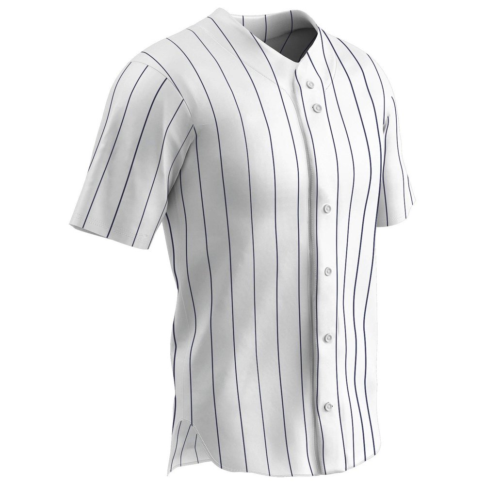 Champro Ace Polyester Button Front Baseball Jersey, Adult Large, White, Navy Pin