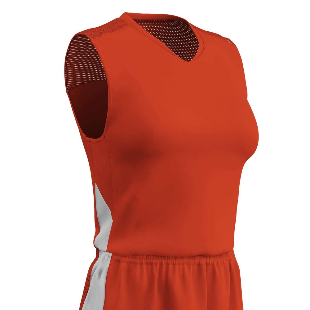 Champro Block Polyester Basketball Jersey, Women's 2X-Large, Orange, White
