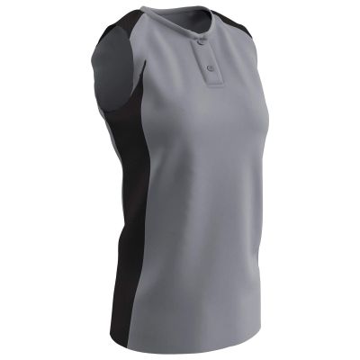 Champro Check Baseball Jersey, Youth Small, Grey, Black